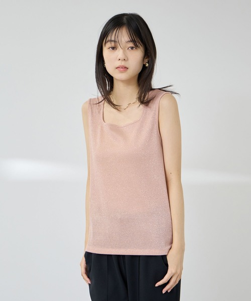 NAVY(ネイビー)の「【SARARI/サラリ】UVカット スクエアネック ラメタンクトップ(タンクトップ・レディース・ブラック/ピンク/グレー/オレンジ・XL/M/L)」の3枚目の写真