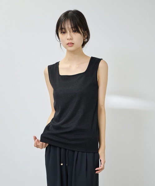 NAVY(ネイビー)の「【SARARI/サラリ】UVカット スクエアネック ラメタンクトップ(タンクトップ・レディース・ブラック/ピンク/グレー/オレンジ・XL/M/L)」の1枚目の写真