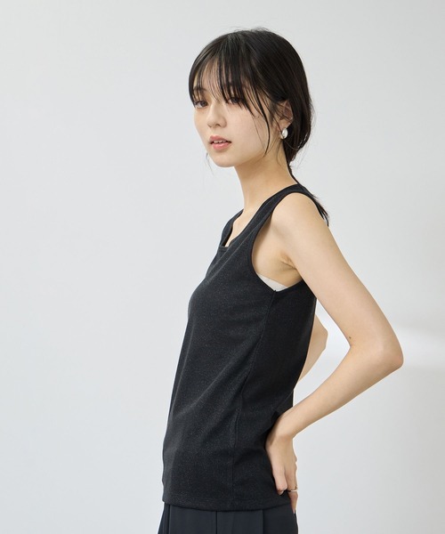NAVY(ネイビー)の「【SARARI/サラリ】UVカット スクエアネック ラメタンクトップ(タンクトップ・レディース・ブラック/ピンク/グレー/オレンジ・XL/M/L)」の6枚目の写真