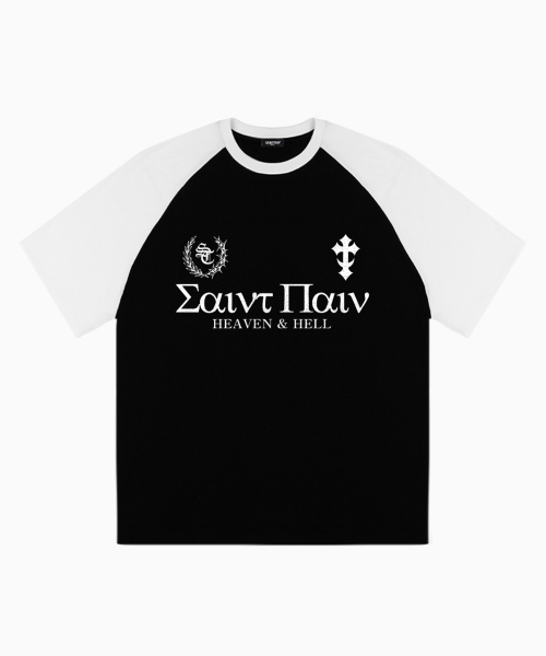 SAINTPAIN(セイントペイン)の「SP エインシェントブロックヘビーウェイトレグラン半袖Tシャツブラック(Tシャツ/カットソー・レディース・その他・MEDIUM/LARGE)」の1枚目の写真