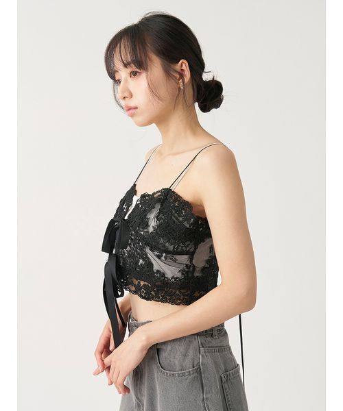 SNIDEL（スナイデル）の「レースキャミビスチェ（その他トップス・レディース・アイボリー/ブラック・F）」の5枚目の写真