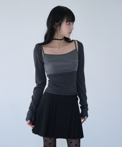 MIRECO(ミレコ)の「MIXED PATTERN CAMI & BOLERO SET CHARCOAL(Tシャツ/カットソー・レディース・その他・FREE)」の3枚目の写真