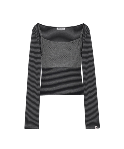 MIRECO(ミレコ)の「MIXED PATTERN CAMI & BOLERO SET CHARCOAL(Tシャツ/カットソー・レディース・その他・FREE)」の4枚目の写真