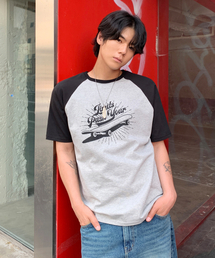 スケートボードグラフィックレグランTシャツグレー