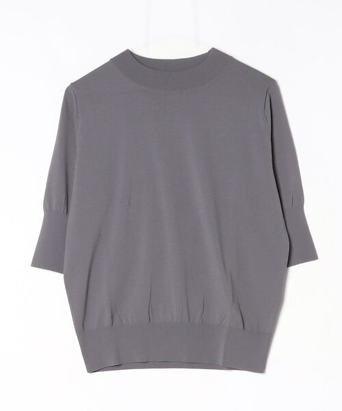 COMME CA(コムサ)の「〔 TALLサイズ 〕 コットンダルストレッチ 半袖プルオーバー(ニット/セーター・レディース・ブルー/キナリ/グレー・15号)」の1枚目の写真