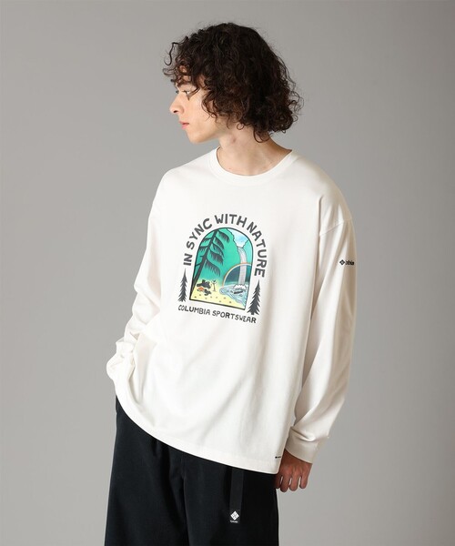 Columbia(コロンビア)の「UVカット Columbia/ レイクトゥアベニュー グラフィック ロングスリーブ Tシャツ /コロンビア(Tシャツ/カットソー・メンズ・ホワイト/ネイビー/ホワイト系その他/ヘザーグレー・S/M/L/XL)」の3枚目の写真