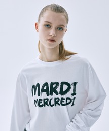 UNISEX TSHIRT LONG SLEEVE BRUSH LOGO CONTRAST / ユニセックス Tシャツ ロング スリーブ ブラッシュ ロゴ コントラスト