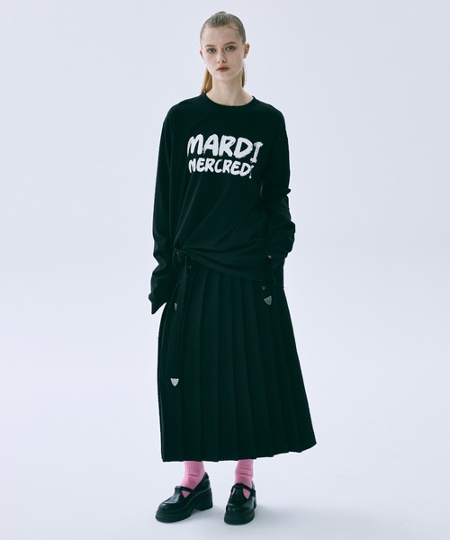 Mardi Mercredi(マルディメクルディ)の「UNISEX TSHIRT LONG SLEEVE BRUSH LOGO CONTRAST / ユニセックス Tシャツ ロング スリーブ ブラッシュ ロゴ コントラスト(Tシャツ/カットソー・レディース・グレー/ブラック×ホワイト/ホワイト×ブラック・FREE)」の15枚目の写真