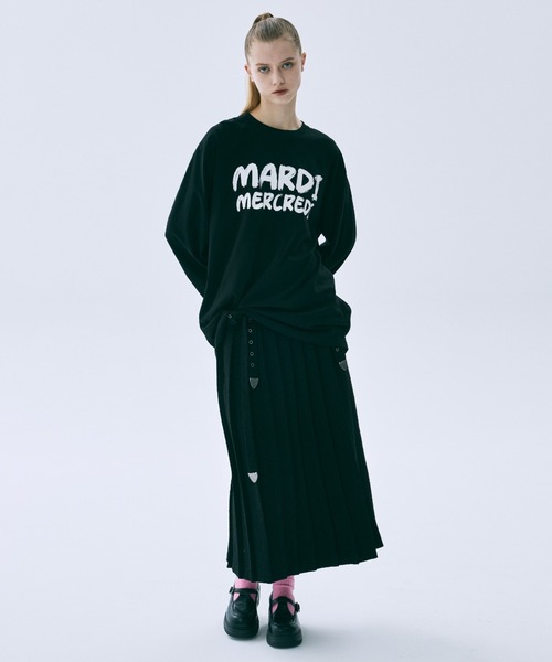 Mardi Mercredi(マルディメクルディ)の「UNISEX TSHIRT LONG SLEEVE BRUSH LOGO CONTRAST / ユニセックス Tシャツ ロング スリーブ ブラッシュ ロゴ コントラスト(Tシャツ/カットソー・レディース・グレー/ブラック×ホワイト/ホワイト×ブラック・FREE)」の16枚目の写真