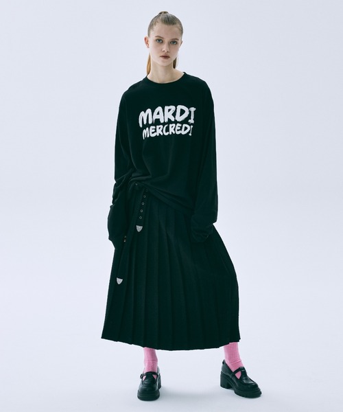 Mardi Mercredi(マルディメクルディ)の「UNISEX TSHIRT LONG SLEEVE BRUSH LOGO CONTRAST / ユニセックス Tシャツ ロング スリーブ ブラッシュ ロゴ コントラスト(Tシャツ/カットソー・レディース・グレー/ブラック×ホワイト/ホワイト×ブラック・FREE)」の18枚目の写真