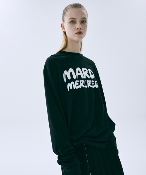 Mardi Mercredi(マルディメクルディ)の「UNISEX TSHIRT LONG SLEEVE BRUSH LOGO CONTRAST / ユニセックス Tシャツ ロング スリーブ ブラッシュ ロゴ コントラスト(Tシャツ/カットソー・レディース・グレー/ブラック×ホワイト/ホワイト×ブラック・FREE)」の14枚目の写真