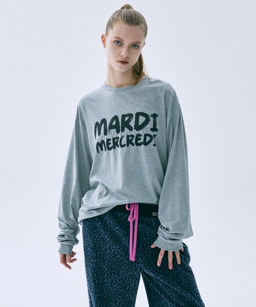 Mardi Mercredi(マルディメクルディ)の「UNISEX TSHIRT LONG SLEEVE BRUSH LOGO CONTRAST / ユニセックス Tシャツ ロング スリーブ ブラッシュ ロゴ コントラスト(Tシャツ/カットソー・レディース・グレー/ブラック×ホワイト/ホワイト×ブラック・FREE)」の21枚目の写真