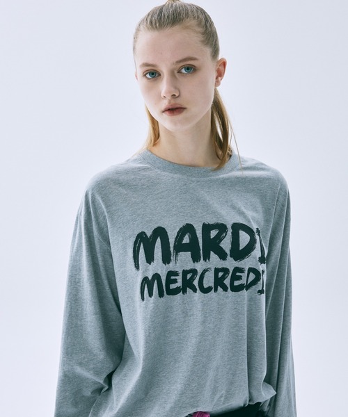Mardi Mercredi(マルディメクルディ)の「UNISEX TSHIRT LONG SLEEVE BRUSH LOGO CONTRAST / ユニセックス Tシャツ ロング スリーブ ブラッシュ ロゴ コントラスト(Tシャツ/カットソー・レディース・グレー/ブラック×ホワイト/ホワイト×ブラック・FREE)」の20枚目の写真