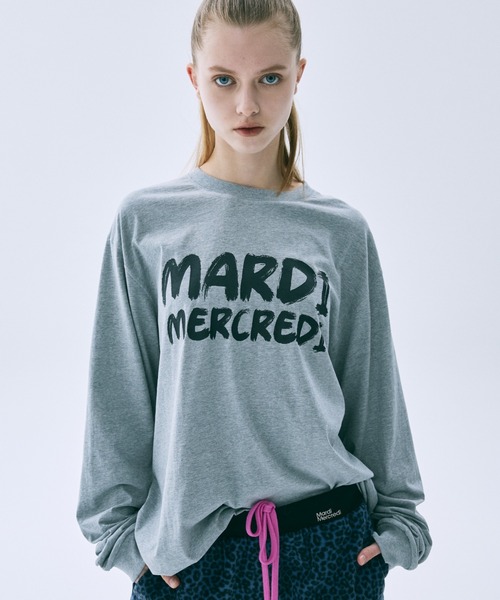Mardi Mercredi(マルディメクルディ)の「UNISEX TSHIRT LONG SLEEVE BRUSH LOGO CONTRAST / ユニセックス Tシャツ ロング スリーブ ブラッシュ ロゴ コントラスト(Tシャツ/カットソー・レディース・グレー/ブラック×ホワイト/ホワイト×ブラック・FREE)」の19枚目の写真