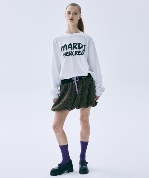 Mardi Mercredi(マルディメクルディ)の「UNISEX TSHIRT LONG SLEEVE BRUSH LOGO CONTRAST / ユニセックス Tシャツ ロング スリーブ ブラッシュ ロゴ コントラスト(Tシャツ/カットソー・レディース・グレー/ブラック×ホワイト/ホワイト×ブラック・FREE)」の7枚目の写真