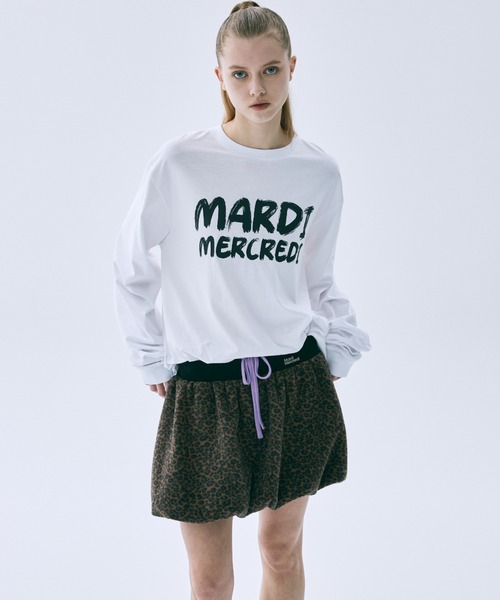 Mardi Mercredi(マルディメクルディ)の「UNISEX TSHIRT LONG SLEEVE BRUSH LOGO CONTRAST / ユニセックス Tシャツ ロング スリーブ ブラッシュ ロゴ コントラスト(Tシャツ/カットソー・レディース・グレー/ブラック×ホワイト/ホワイト×ブラック・FREE)」の6枚目の写真