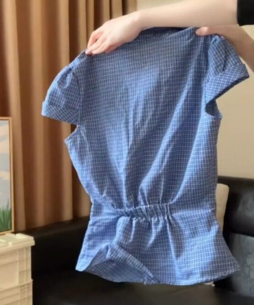 Ritzy(リッツィー)の「チェック・星ボタン半袖シャツ(シャツ/ブラウス・レディース・ブルー・MEDIUM/LARGE)」の6枚目の写真