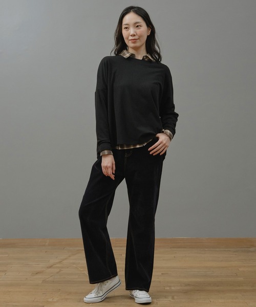 Nunc.(ヌンク)の「裏起毛ロゴ刺繍プルオーバー(Tシャツ/カットソー・レディース・杢グレー/レッド/ブラック・FREE)」の6枚目の写真