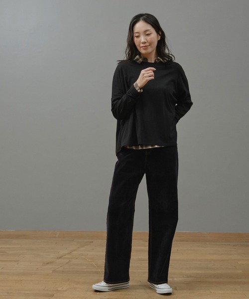 Nunc.(ヌンク)の「裏起毛ロゴ刺繍プルオーバー(Tシャツ/カットソー・レディース・杢グレー/レッド/ブラック・FREE)」の9枚目の写真
