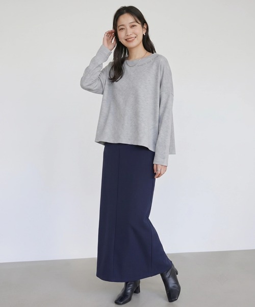 Nunc.(ヌンク)の「裏起毛ロゴ刺繍プルオーバー(Tシャツ/カットソー・レディース・杢グレー/レッド/ブラック・FREE)」の14枚目の写真