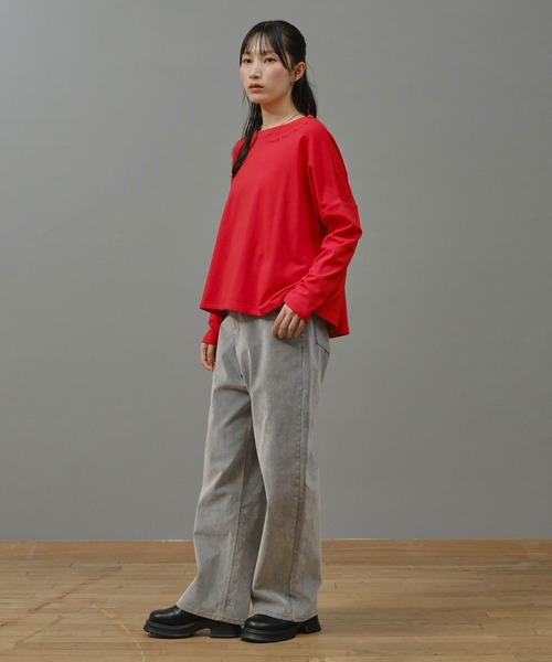 Nunc.(ヌンク)の「裏起毛ロゴ刺繍プルオーバー(Tシャツ/カットソー・レディース・杢グレー/レッド/ブラック・FREE)」の22枚目の写真