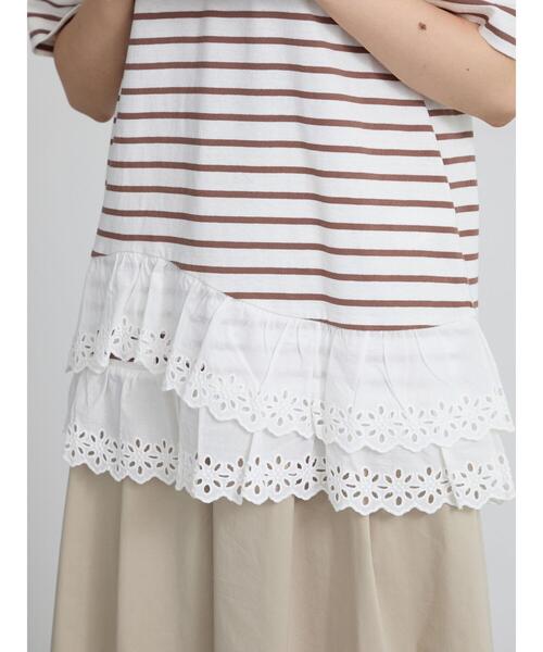 Samansa Mos2(サマンサ モスモス)の「【接触冷感】裾レースボーダーTシャツ(Tシャツ/カットソー・レディース・グリーン/ブラック/ブラウン・F)」の19枚目の写真