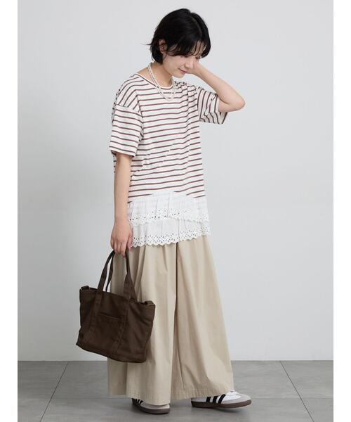 Samansa Mos2(サマンサ モスモス)の「【接触冷感】裾レースボーダーTシャツ(Tシャツ/カットソー・レディース・グリーン/ブラック/ブラウン・F)」の21枚目の写真