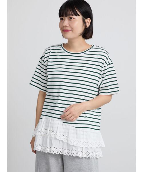 Samansa Mos2(サマンサ モスモス)の「【接触冷感】裾レースボーダーTシャツ(Tシャツ/カットソー・レディース・グリーン/ブラック/ブラウン・F)」の22枚目の写真
