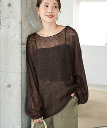限定展開 モヘアタッチ カラー ルーズ ニット プルオーバー