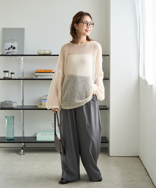 FREAK'S STORE(フリークスストア)の「限定展開 モヘアタッチ カラー ルーズ ニット プルオーバー(ニット/セーター・レディース・ブラック/ナチュラル/ピンク/ライトグレー/ブラウン/イエロー/ブルー・フリ-)」の15枚目の写真