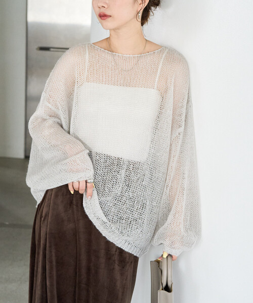 FREAK'S STORE(フリークスストア)の「限定展開 モヘアタッチ カラー ルーズ ニット プルオーバー(ニット/セーター・レディース・ブラック/ナチュラル/ピンク/ライトグレー/ブラウン/イエロー/ブルー・フリ-)」の16枚目の写真
