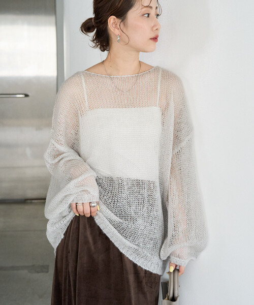 FREAK'S STORE(フリークスストア)の「限定展開 モヘアタッチ カラー ルーズ ニット プルオーバー(ニット/セーター・レディース・ブラック/ナチュラル/ピンク/ライトグレー/ブラウン/イエロー/ブルー・フリ-)」の17枚目の写真