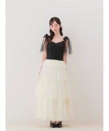 Regal ribbon tulle long onepiece(eme11071)