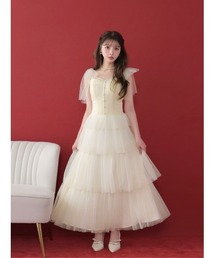 M me eme（エムミーエメ）の「Regal ribbon tulle long onepiece(eme11071)（ワンピース）」