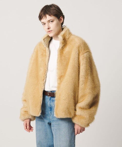 LOEFF（ロエフ）の「＜LOEFF＞フェイクファー リバーシブル ブルゾン UNISEX（その他アウター・レディース・ベージュ/ブラウン系・1/0/2）」の3枚目の写真