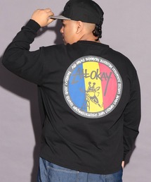 Tシャツ 長袖 メンズ 大きいサイズ フロントロゴ×バックサークルプリント ロングスリーブ カットソー ALL OKAY (オールオーケー)