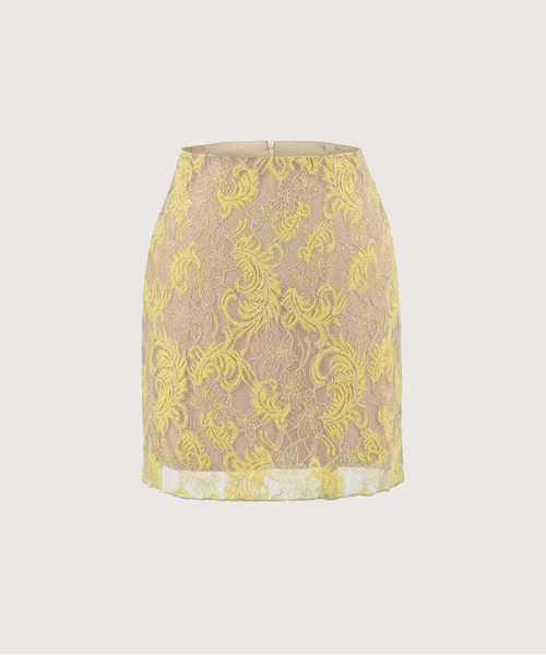 LA POMME petit(ラポミ・プチ)の「Jacquard Pastel Floral Lace Mini Skirt/ジャカードパステル花柄レースミニスカート(スカート・レディース・ブルー/ピンク/イエロー・SMALL/LARGE/MEDIUM)」の2枚目の写真