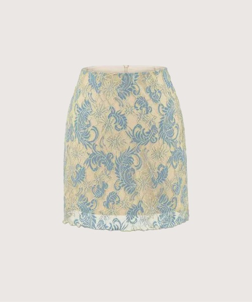 LA POMME petit(ラポミ・プチ)の「Jacquard Pastel Floral Lace Mini Skirt/ジャカードパステル花柄レースミニスカート(スカート・レディース・ブルー/ピンク/イエロー・SMALL/LARGE/MEDIUM)」の1枚目の写真