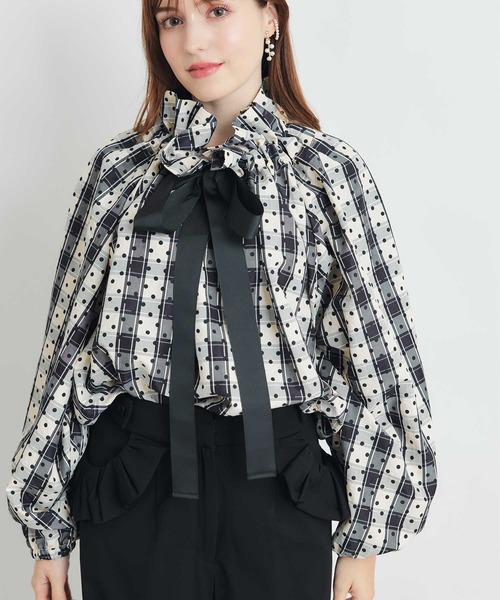 PICCIN(ピッチン)の「チェックドットザビエルブラウス(シャツ/ブラウス・レディース・ベージュ・M)」の2枚目の写真
