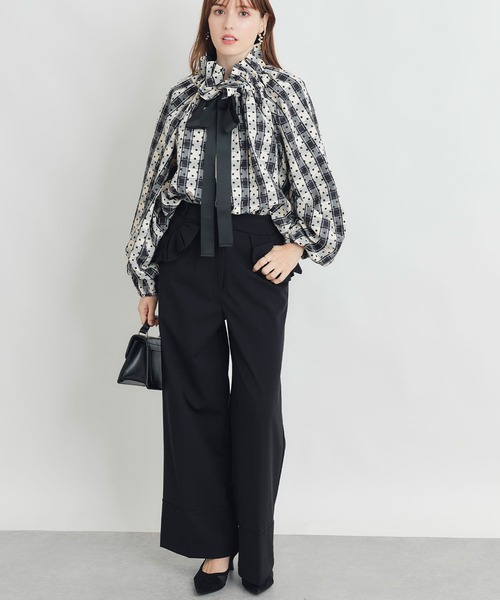 PICCIN(ピッチン)の「チェックドットザビエルブラウス(シャツ/ブラウス・レディース・ベージュ・M)」の6枚目の写真