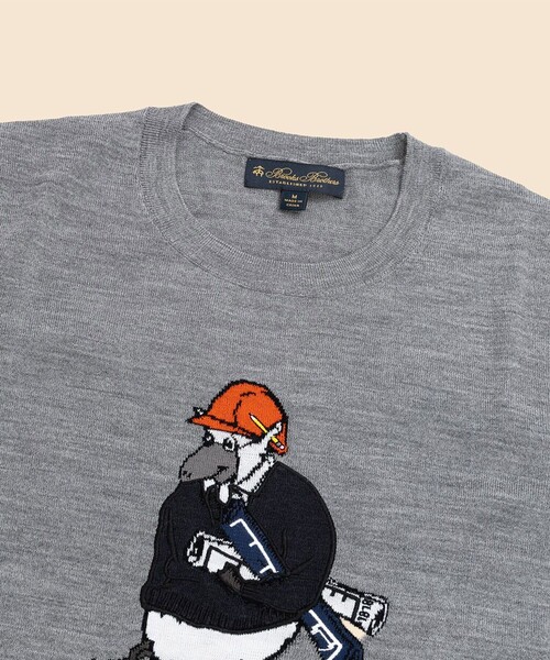 BROOKS BROTHERS(ブルックスブラザーズ)の「メリノウール アーキテクトヘンリーインターシャ クルーネックセーター(ニット/セーター・メンズ・グレー・LARGE/SMALL/MEDIUM)」の3枚目の写真