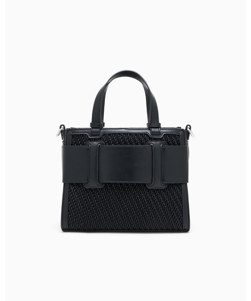 ARMANI EXCHANGE（アルマーニエクスチェンジ）の「【A|X アルマーニ エクスチェンジ】＜オンライン限定＞BOXロゴバックル ミニハンドバッグ（エンボス）（ハンドバッグ・レディース・ブラック・FREE）」の3枚目の写真