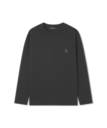男性分とベーシック犬用ラウンド長袖Tシャツ (ブラック) (HCRLT30)