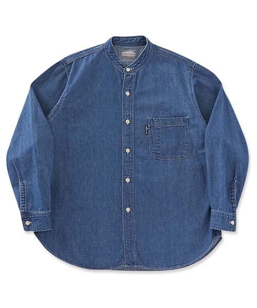 BLUE BLUE(ブルーブルー)の「デニムスタンドカラーワークシャツ(シャツ/ブラウス・メンズ・ブルー・S/M/L/XL)」の1枚目の写真