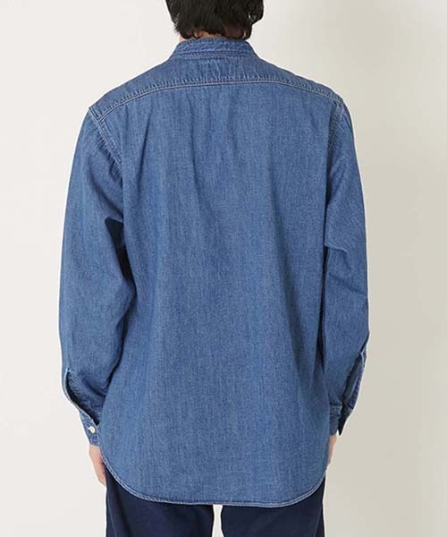 BLUE BLUE(ブルーブルー)の「デニムスタンドカラーワークシャツ(シャツ/ブラウス・メンズ・ブルー・S/M/L/XL)」の4枚目の写真