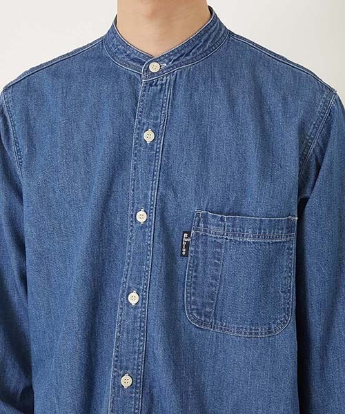 BLUE BLUE(ブルーブルー)の「デニムスタンドカラーワークシャツ(シャツ/ブラウス・メンズ・ブルー・S/M/L/XL)」の5枚目の写真