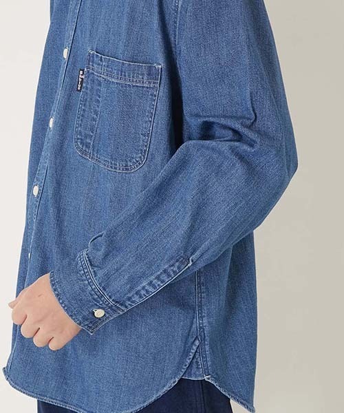 BLUE BLUE(ブルーブルー)の「デニムスタンドカラーワークシャツ(シャツ/ブラウス・メンズ・ブルー・S/M/L/XL)」の7枚目の写真
