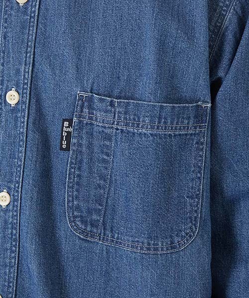 BLUE BLUE(ブルーブルー)の「デニムスタンドカラーワークシャツ(シャツ/ブラウス・メンズ・ブルー・S/M/L/XL)」の8枚目の写真