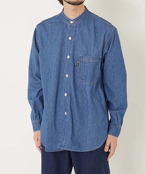 BLUE BLUE(ブルーブルー)の「デニムスタンドカラーワークシャツ(シャツ/ブラウス・メンズ・ブルー・S/M/L/XL)」の2枚目の写真