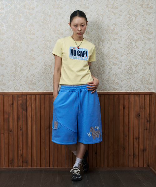 LOSERS CLUB（ルーザーズクラブ）の「[jamaehwa] ポニーチェックレイヤードバミューダスウェットパンツブルー（その他パンツ・レディース・その他・1/2）」の3枚目の写真